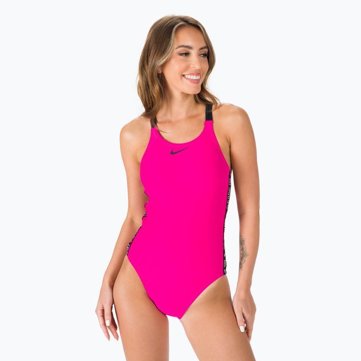 Dámske jednodielne plavky Nike Logo Tape Fastback pink NESSB130-672 3