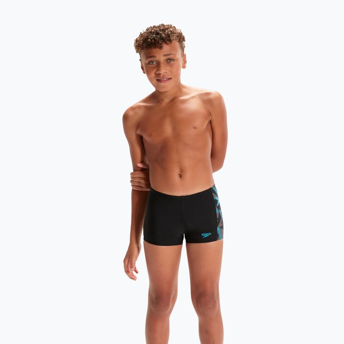 Speedo HyperBoom Placement detské plavecké boxerky čierna/bolt/holubica sivá 3