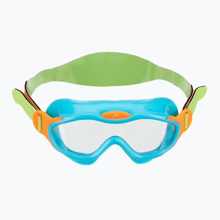 Detská plavecká maska Speedo Sea Squad Jr azúrovo modrá/fluo zelená/fluo oranžová/čierna 2