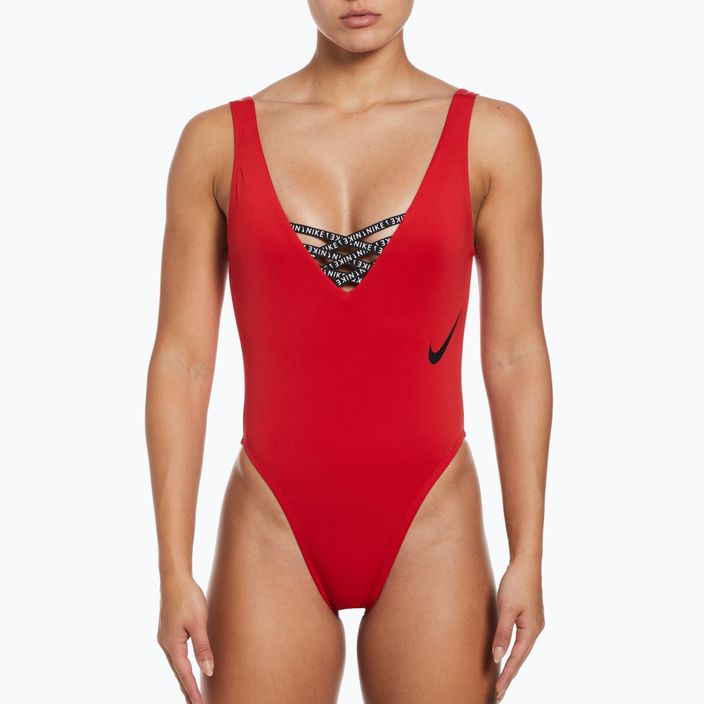 Nike Sneakerkini U-Back dámske jednodielne plavky červené NESSC254-614 5