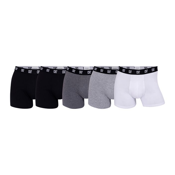 Pánske boxerky CR7 Basic Trunk 5 párov čierna/tmavosivá/sivá/biela 2