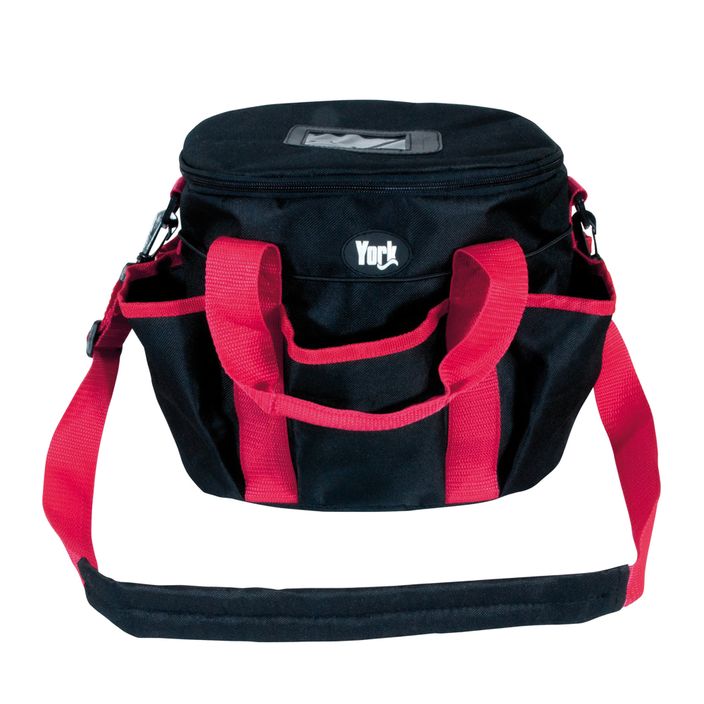 York taška na jazdecké potreby uzamykateľná čierna a červená 280102 2