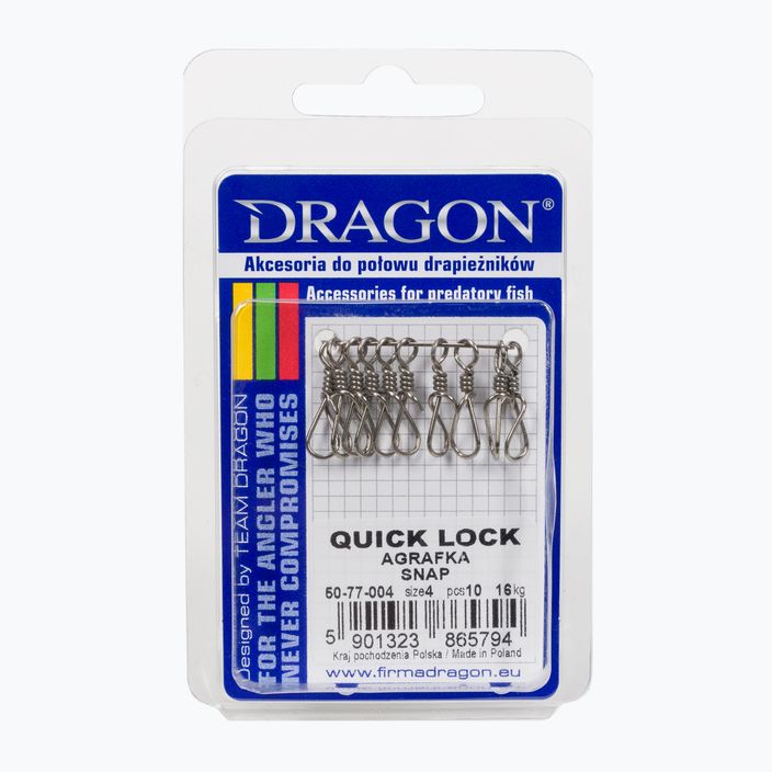 Rýchloupínacie poistné špendlíky Dragon Quick Lock 10 ks strieborné PDF-50-77-004
