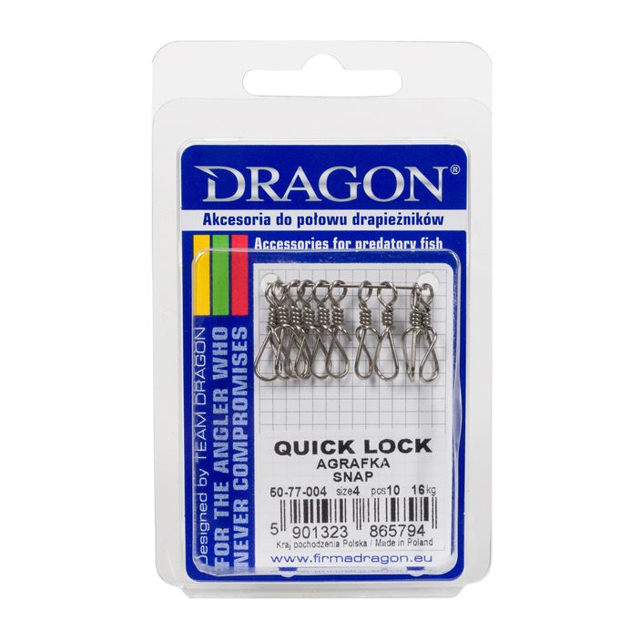 Rýchloupínacie poistné špendlíky Dragon Quick Lock 10 ks strieborné PDF-50-77-004 2