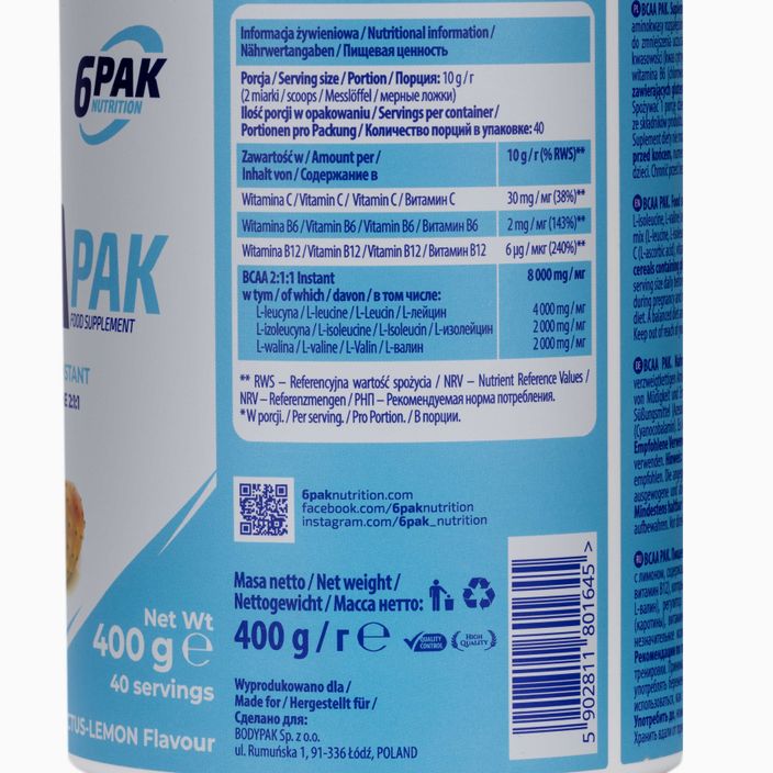BCAA 6PAK PAK aminokyseliny 400g kaktus-citrus PAK/013#KAKCY 3