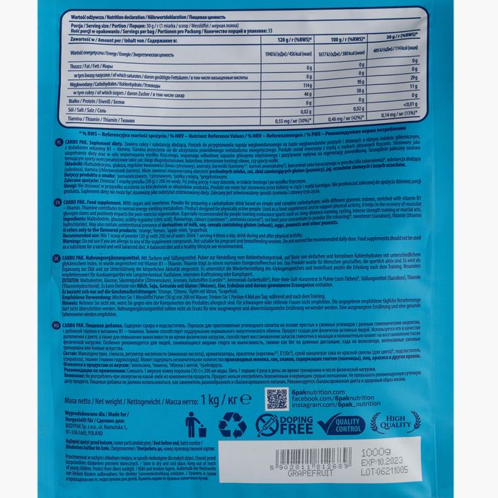Carbo Pak 6PAK sacharidy 1kg grapefruit PAK/212#GREJP 2