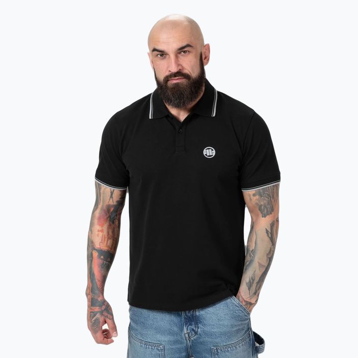 Pánska polokošeľa Pitbull West Coast Pique Stripes Regular black