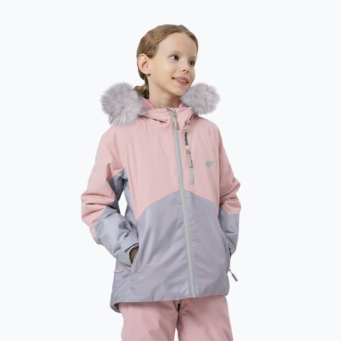 Detská lyžiarska bunda 4F ružová HJZ22-JKUDN003