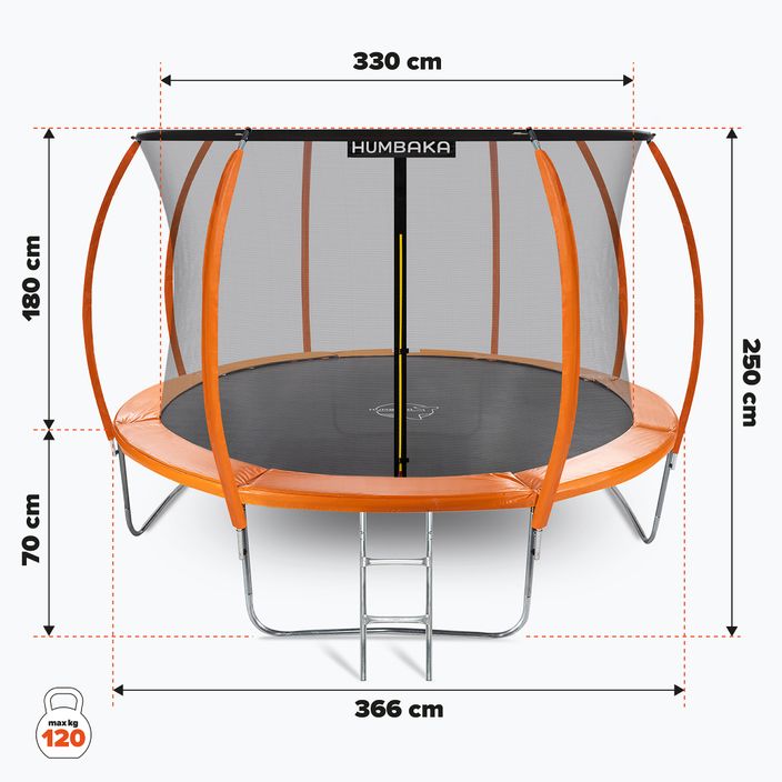Záhradná trampolína HUMBAKA Super 366 cm oranžová Super-12' Tramps 17