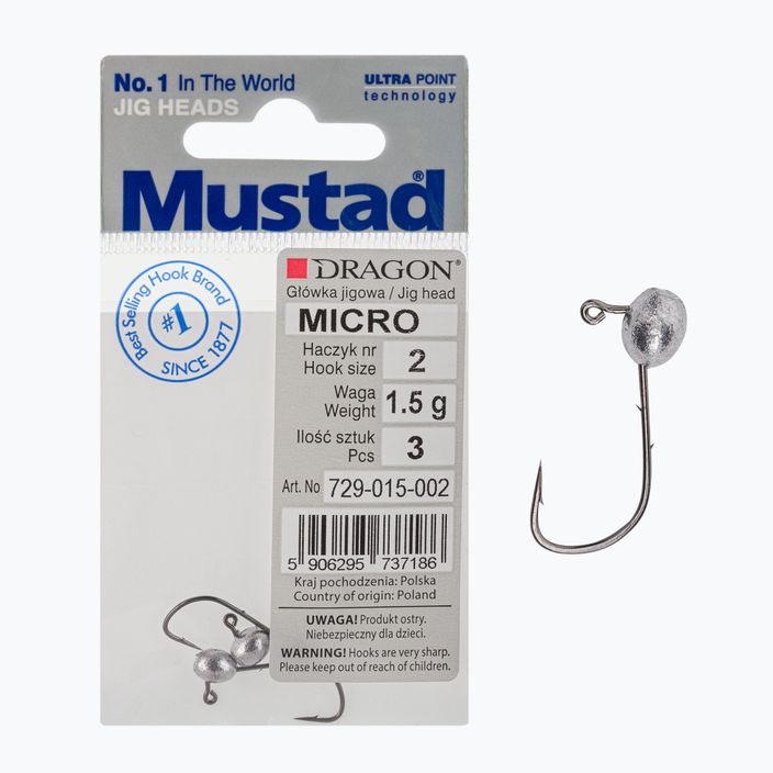 Mustad Micro jigová hlava 3 ks veľkosť 2 strieborná PDF-729-015-002