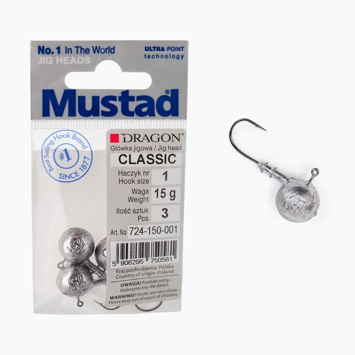 Mustad Classic jigová hlava 3 ks veľkosť 1 strieborná PDF-724-050-001