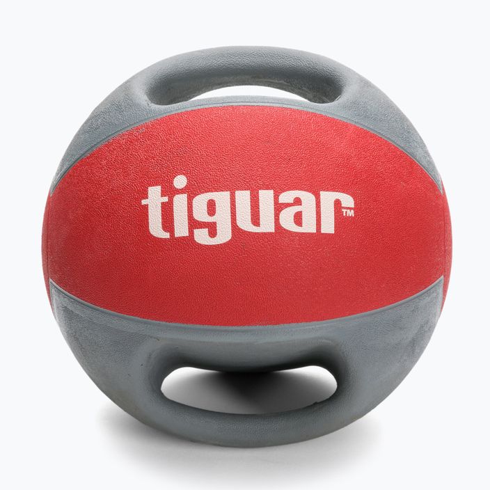 Medicínska lopta s držadlami tiguar ružovo-sivá TI-PLU009 2
