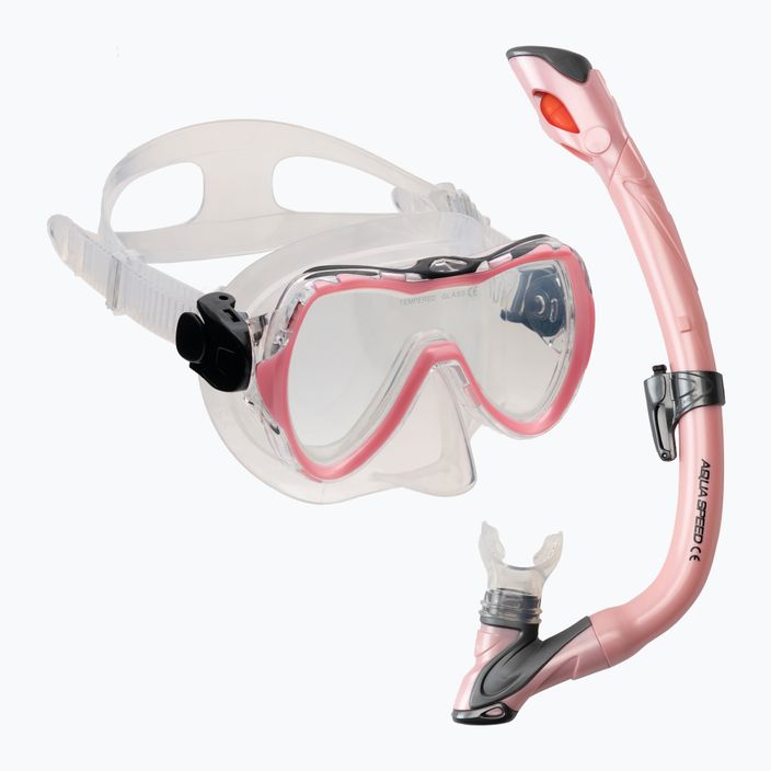 AQUA-SPEED detský potápačský set Enzo + maska Evo + šnorchel ružový 604