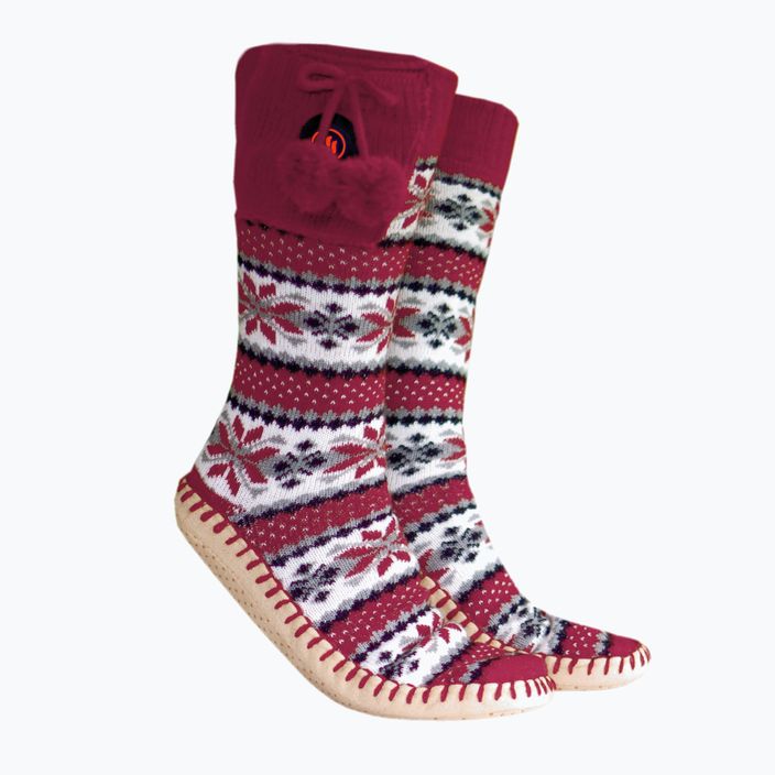 Vyhrievané papuče Glovii GQ5 biela/červená/sivá s ponožkami 2