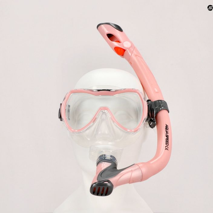 AQUA-SPEED detský potápačský set Enzo + maska Evo + šnorchel ružový 604 8