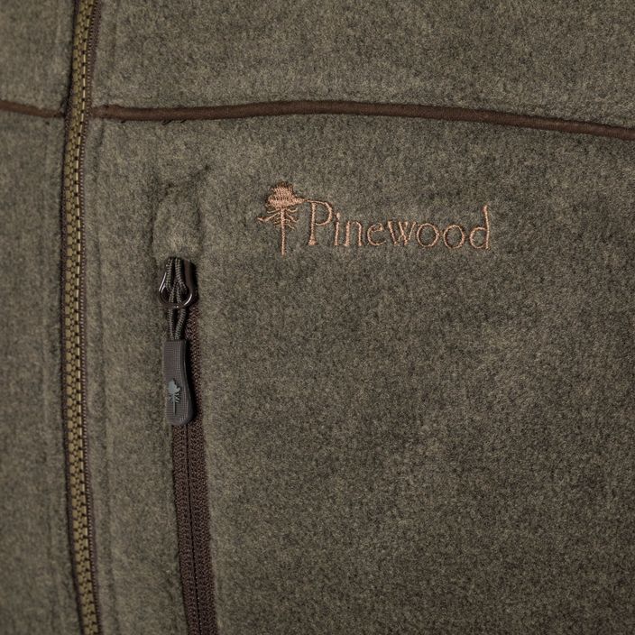 Pánska trekingová mikina Pinewood Prestwick Exclusive olivový melír/semiš hnedá 4