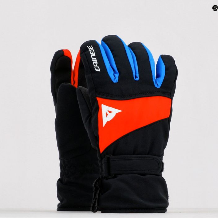 Detské lyžiarske rukavice Dainese Hp Scarabeo black taps/high risk red/lapi 7