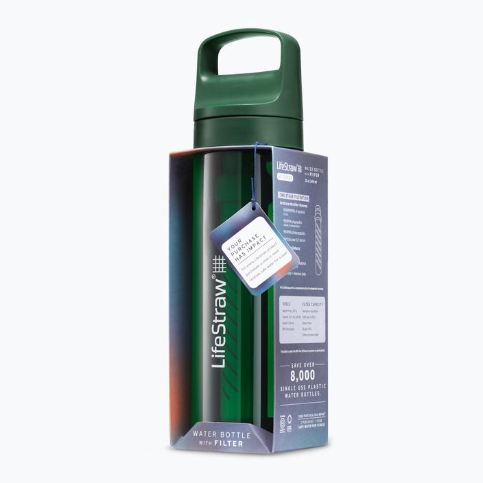Cestovná fľaša Lifestraw Go 2.0 s filtrom 650 ml zelená terasa 3