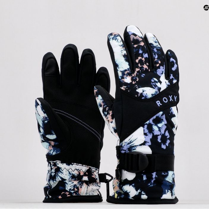 Detské rukavice na snowboard ROXY Jetty 2021 true black black flowers 6