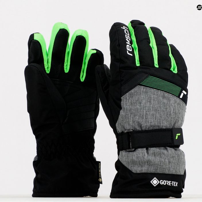 Detské lyžiarske rukavice Reusch Flash Gore-Tex black/green 62/61/35 6