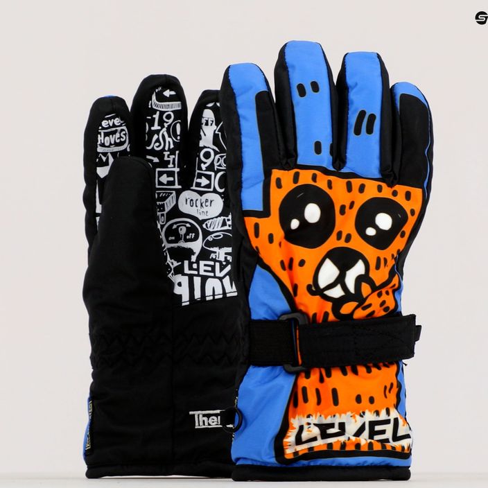 Detské lyžiarske rukavice Level Junior modro-hnedé 4152JG 7