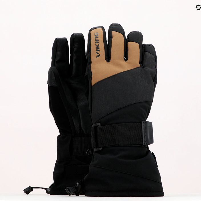 Dámske lyžiarske rukavice Viking Eltoro black and beige 161/24/4244 10