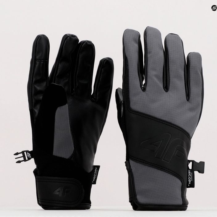 Pánske lyžiarske rukavice 4F sivé H4Z22-REM004 10