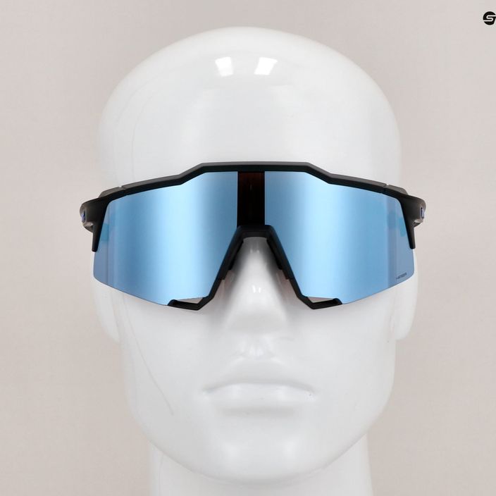 100% Speedcraft matné čierne/hyper modré viacvrstvové zrkadlové cyklistické okuliare 60007-00004 11