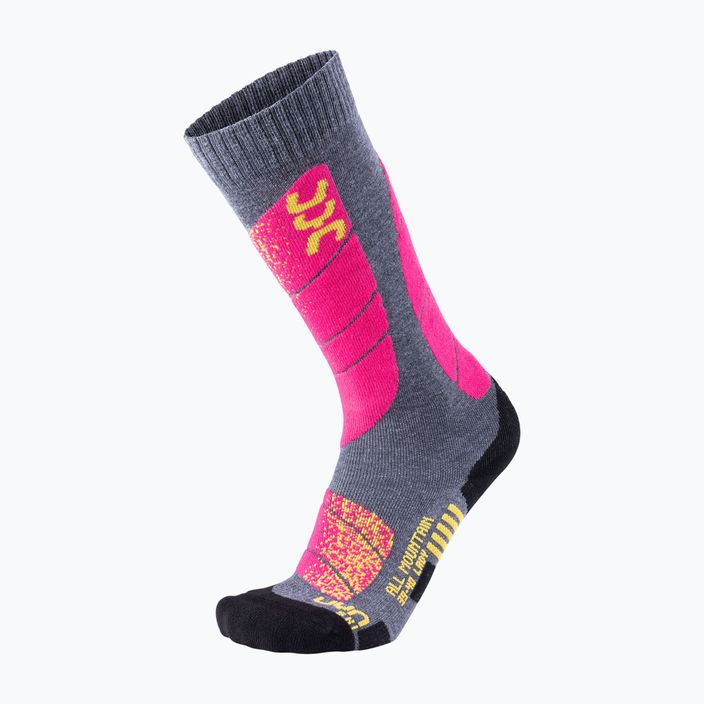 Dámske ponožky UYN Ski All Mountain stredne šedé melange/ružové