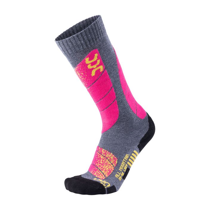 Dámske ponožky UYN Ski All Mountain stredne šedé melange/ružové 2