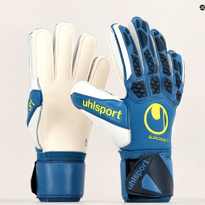 Uhlsport Hyperact Supersoft modro-biele brankárske rukavice 101123701 7