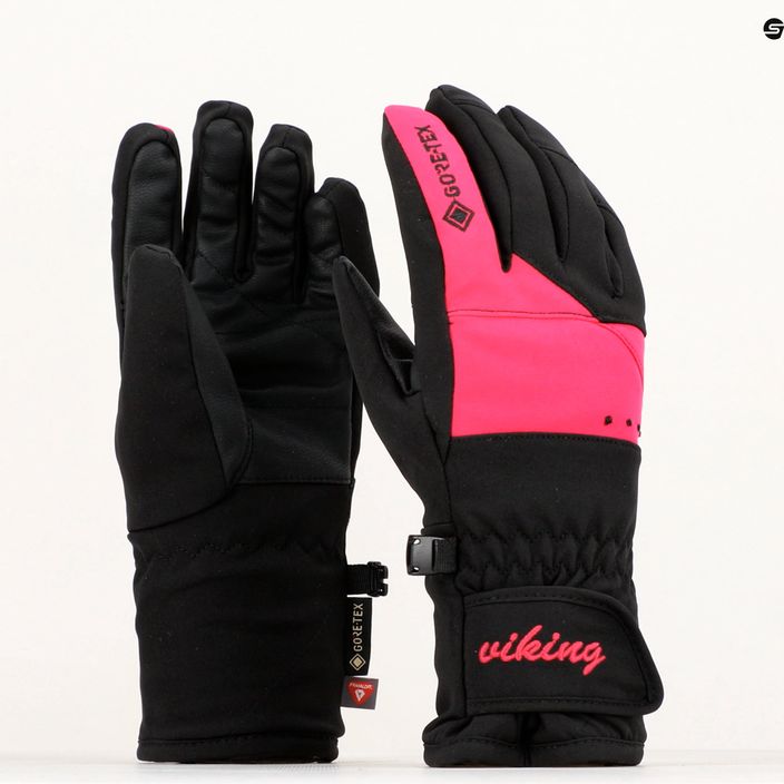 Dámske lyžiarske rukavice Viking Sherpa GTX Ski black/pink 150/22/9797/46 9