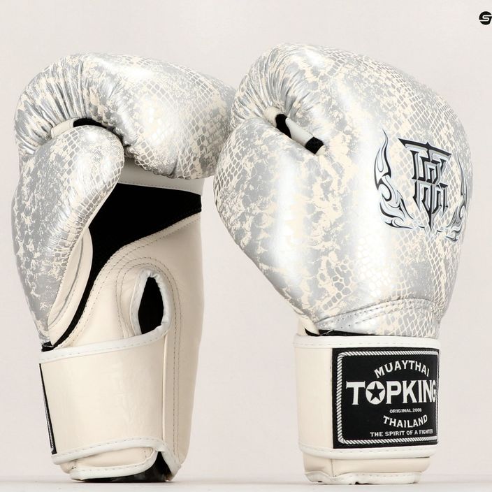 Top King Muay Thai Super Star Snake biele boxerské rukavice TKBGSS-02A-WH 7