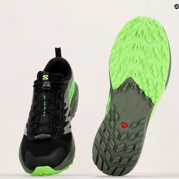 Pánska bežecká obuv Salomon Sense Ride 5 black/laurel wreath/green gecko 15