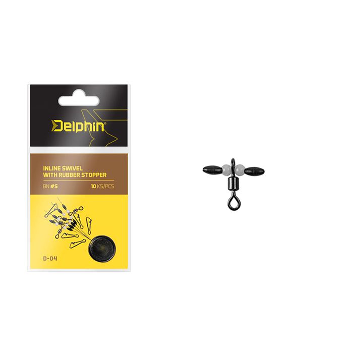 Delphin Inline otočná karabína s gumovou zarážkou 10 ks čierna 969D04004 2