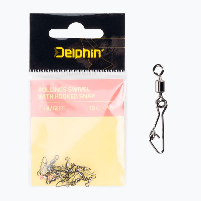 Delphin Spinning Rollings Swivel With Hooked Snap 10 ks čierna 969B03004