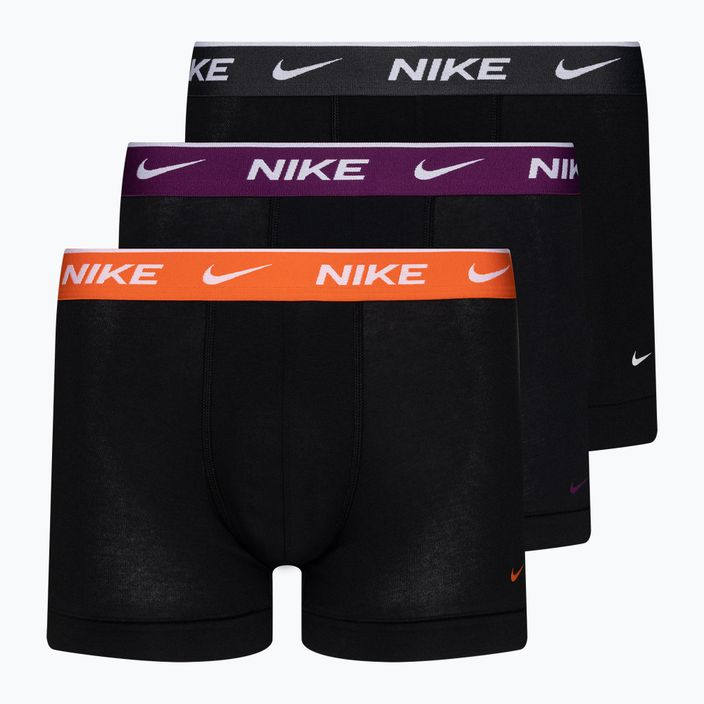 Pánske boxerky Nike Everyday Cotton Stretch Trunk 3 páry čierna/fialová/oranžová