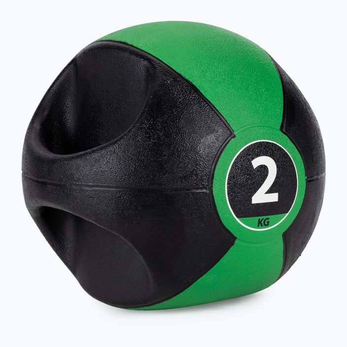Pure2Improve 2kg zelená medicinbalová lopta s držadlami P2I201980
