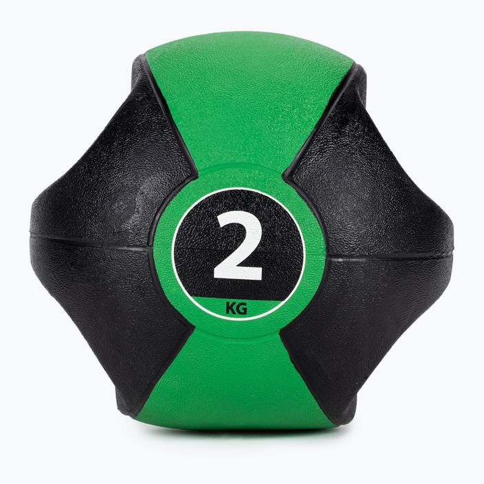 Pure2Improve 2kg zelená medicinbalová lopta s držadlami P2I201980 2
