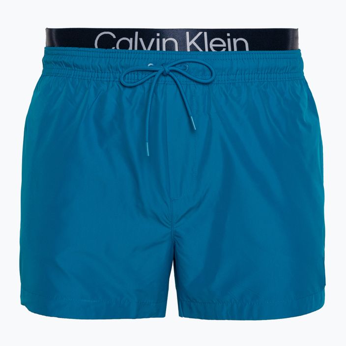 Calvin Klein Pánske krátke plavecké šortky s dvojitým pásom ocean hue