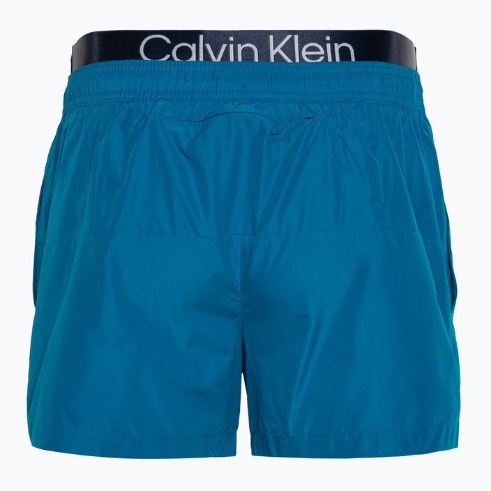 Calvin Klein Pánske krátke plavecké šortky s dvojitým pásom ocean hue 2