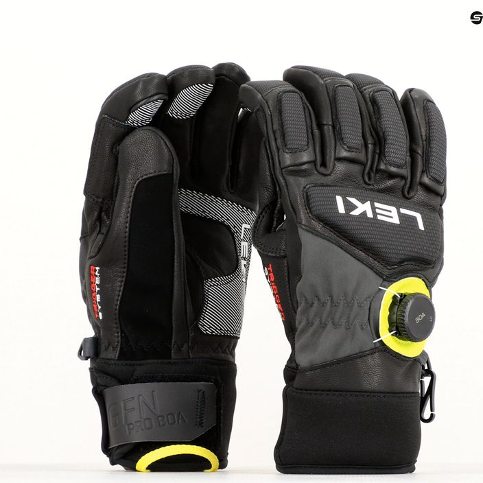 LEKI Griffin Tune 3D Boa pánske lyžiarske rukavice black/graphite/ice lemon 8