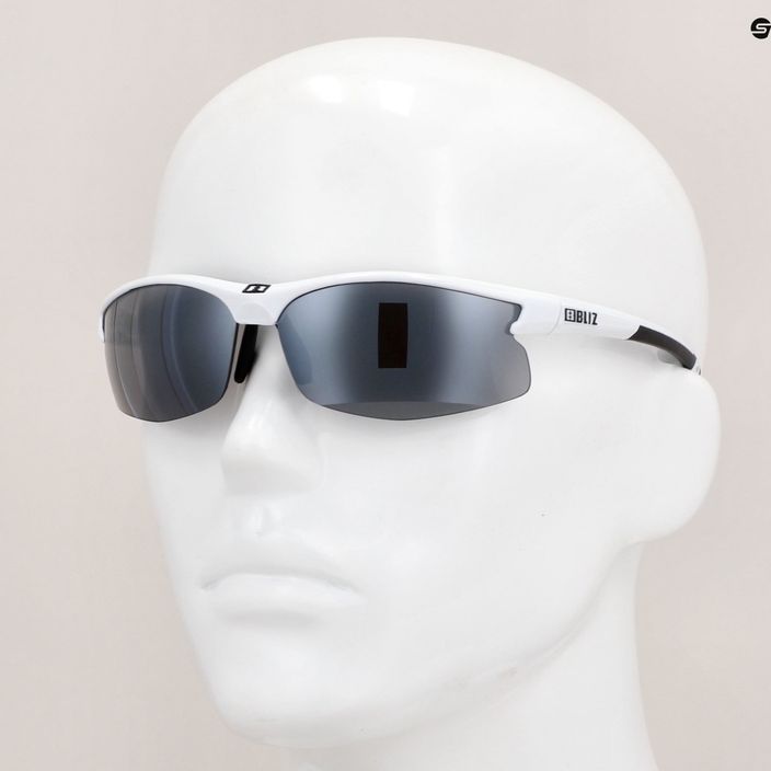 Cyklistické okuliare Bliz Motion + S3 lesklé biele/dymovo strieborné zrkadlo 10