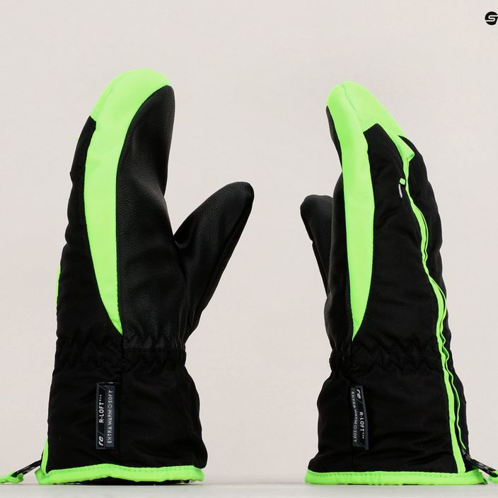 Detské lyžiarske rukavice Reusch Ben Mitten black/neon green 10