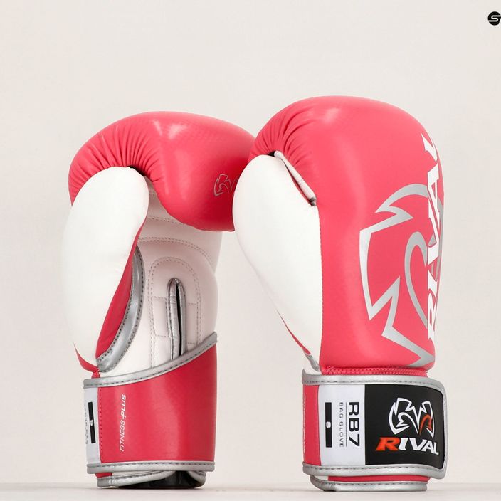 Boxerské rukavice Rival Fitness Plus Bag ružovo-biele 10