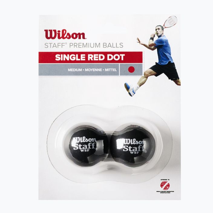 Loptičky na squash Wilson Staff Red Dot 2 ks čierne WRT617700+