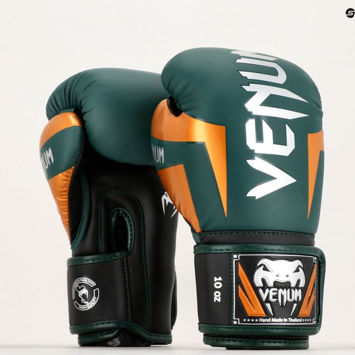 Boxerské rukavice Venum Elite zelené/bronzové/strieborné 10