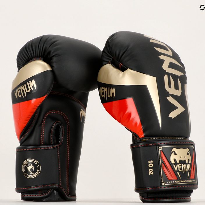 Boxerské rukavice Venum Elite čierne/zlaté/červené 11