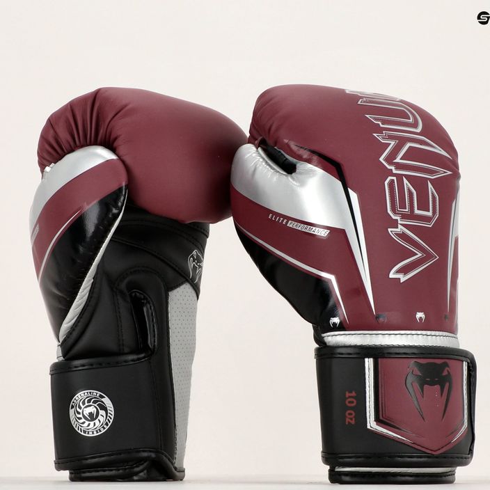 Boxerské rukavice Venum Elite Evo bordová/strieborná 11