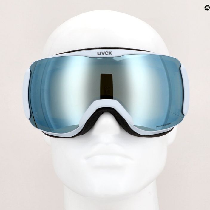 Dámske lyžiarske okuliare UVEX Downhill 2100 CV WE S2 arctic blue matt/mirror white/colorvision green 6